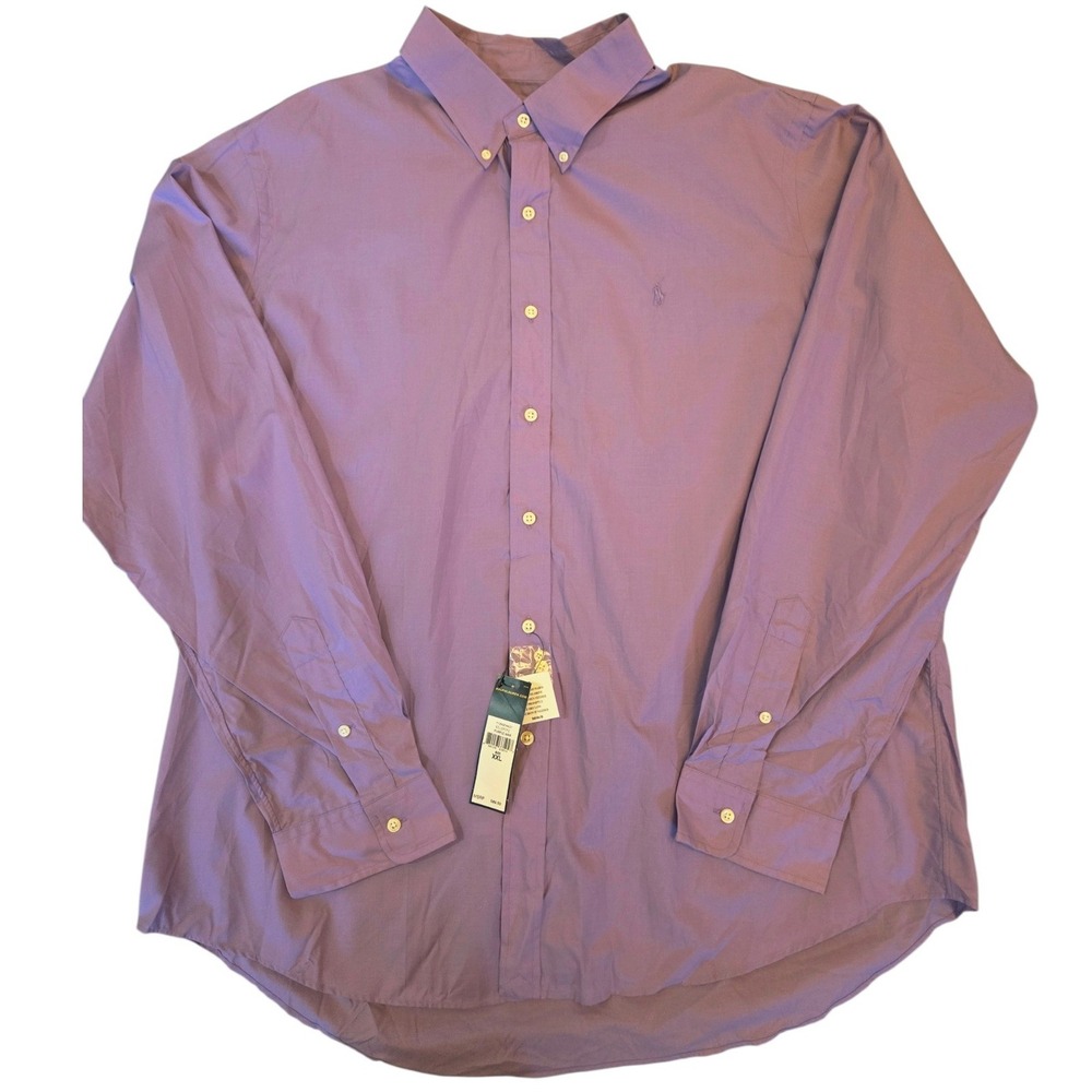 Polo Ralph Lauren Mens XXL Purple Cotton Poplin Button Down Shirt 710542044001